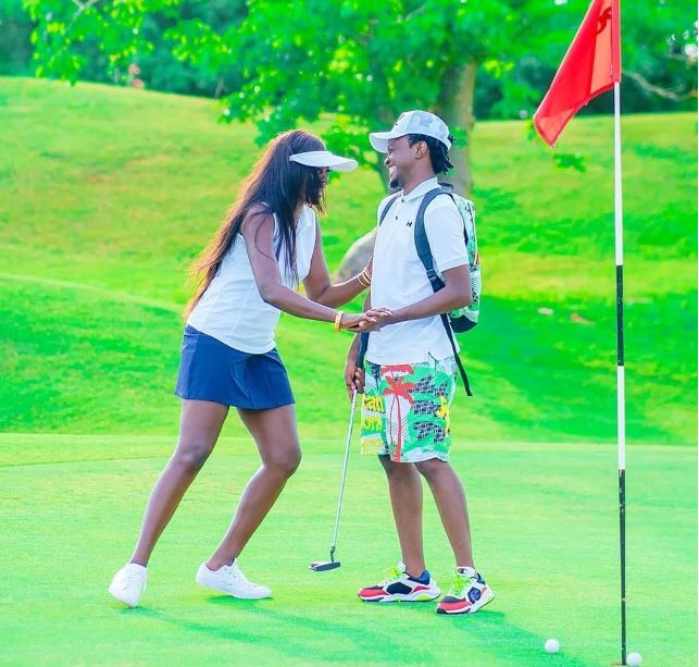 Akothee-with-Bahati-on-a-golf-course