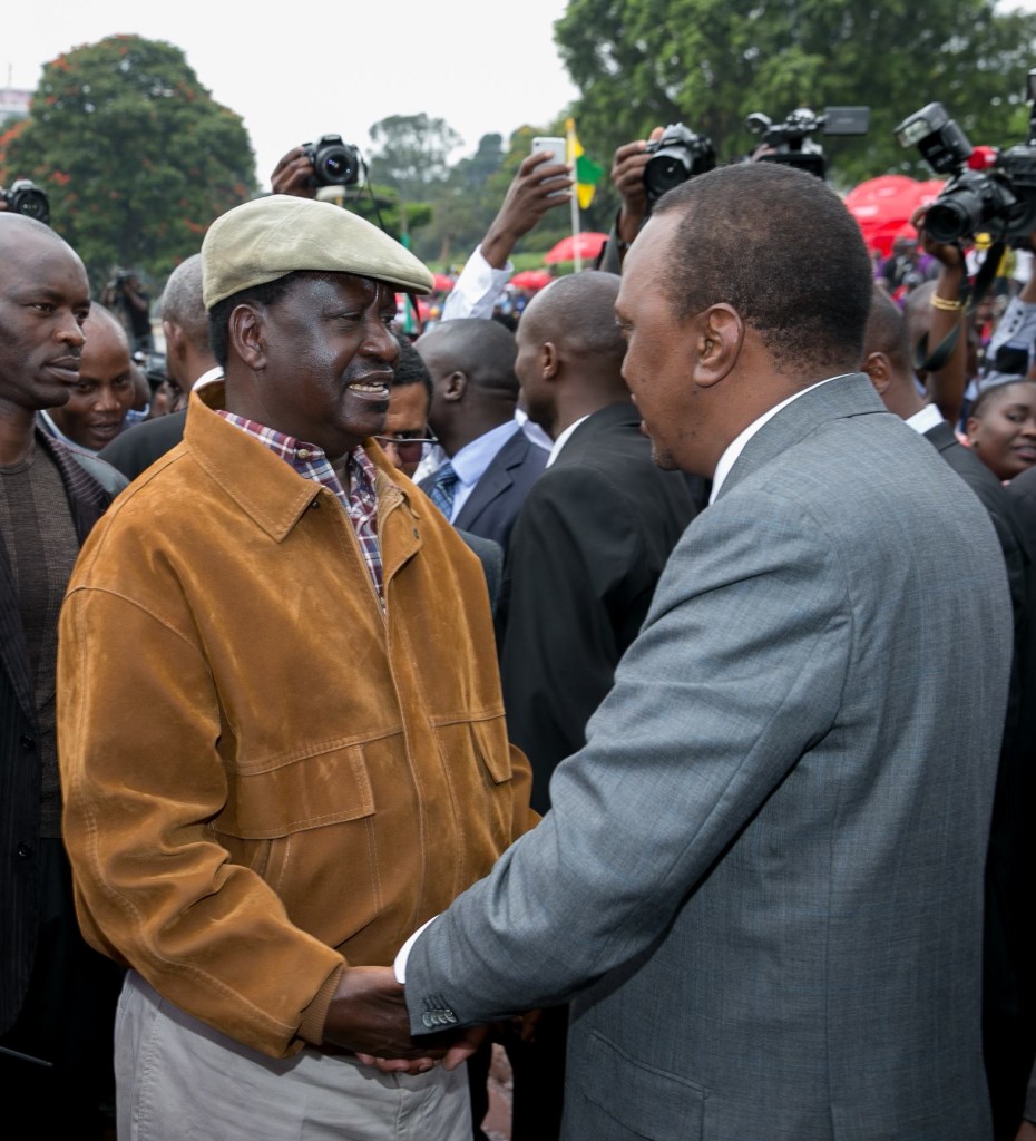 Raila Odinga with Uhuru Kenyatta