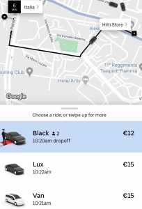 UBER REQUEST IN ROME