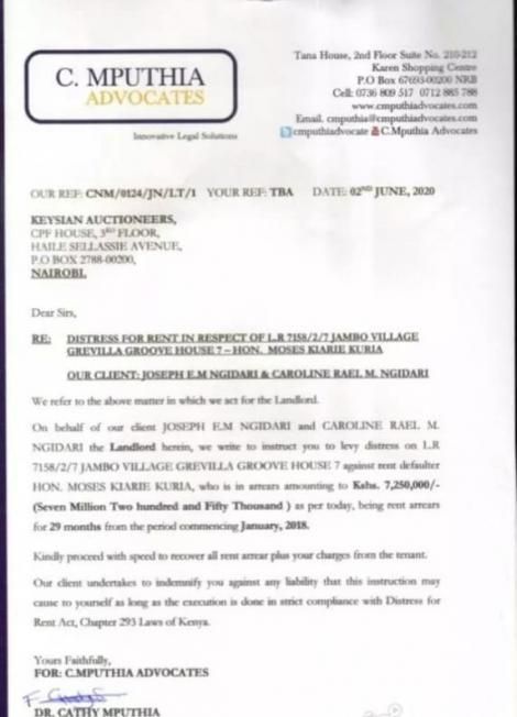 Moses Kuria demand letter