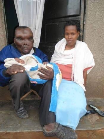 Ssebabi with his wife Kate shortly after she gave birth