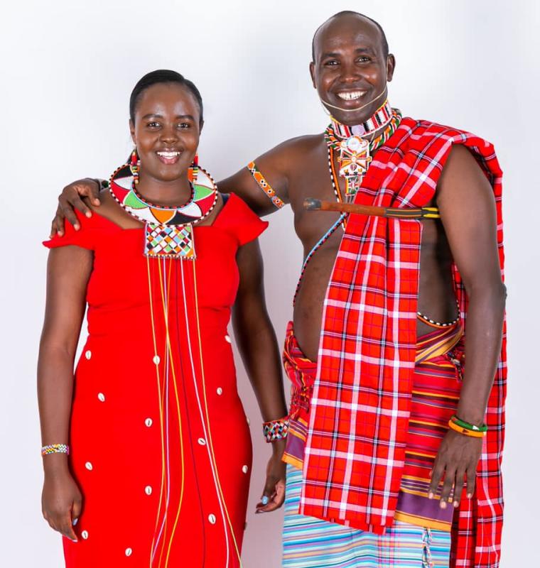 Samburu Senator Steve Lelegwe with his second wife Irene Sais Nakae