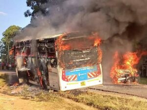 Modern Coast Bus Goes Up In Flames Along Chavakali-Kabsabet Road