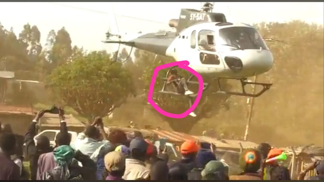 Meru Man Orders Pilot To Take Off After Hanging On Peter Munya's Chopper