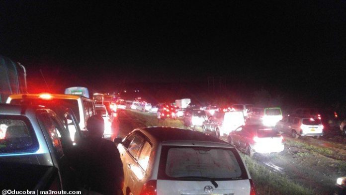 Travelers Along Nairobi-Nakuru Highway Forced To Turn It Into A Lodging For Over 10 Hours