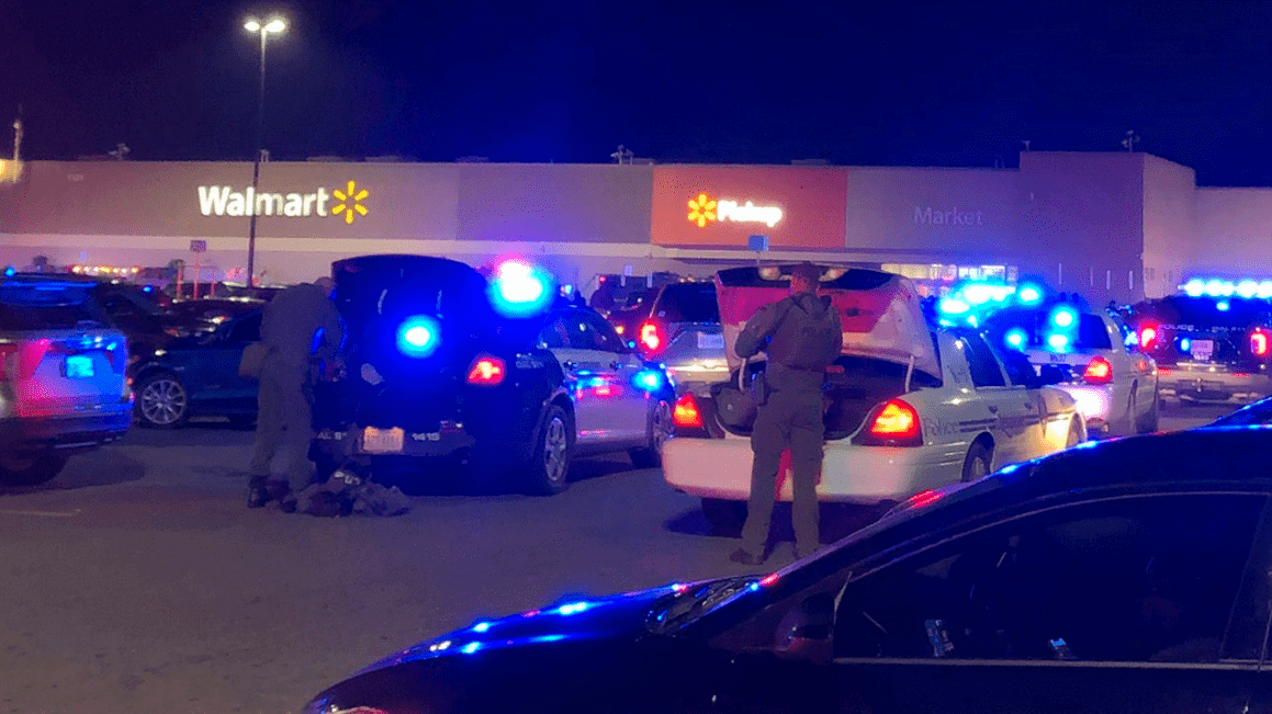 Police at the scene at Walmart, Virginia